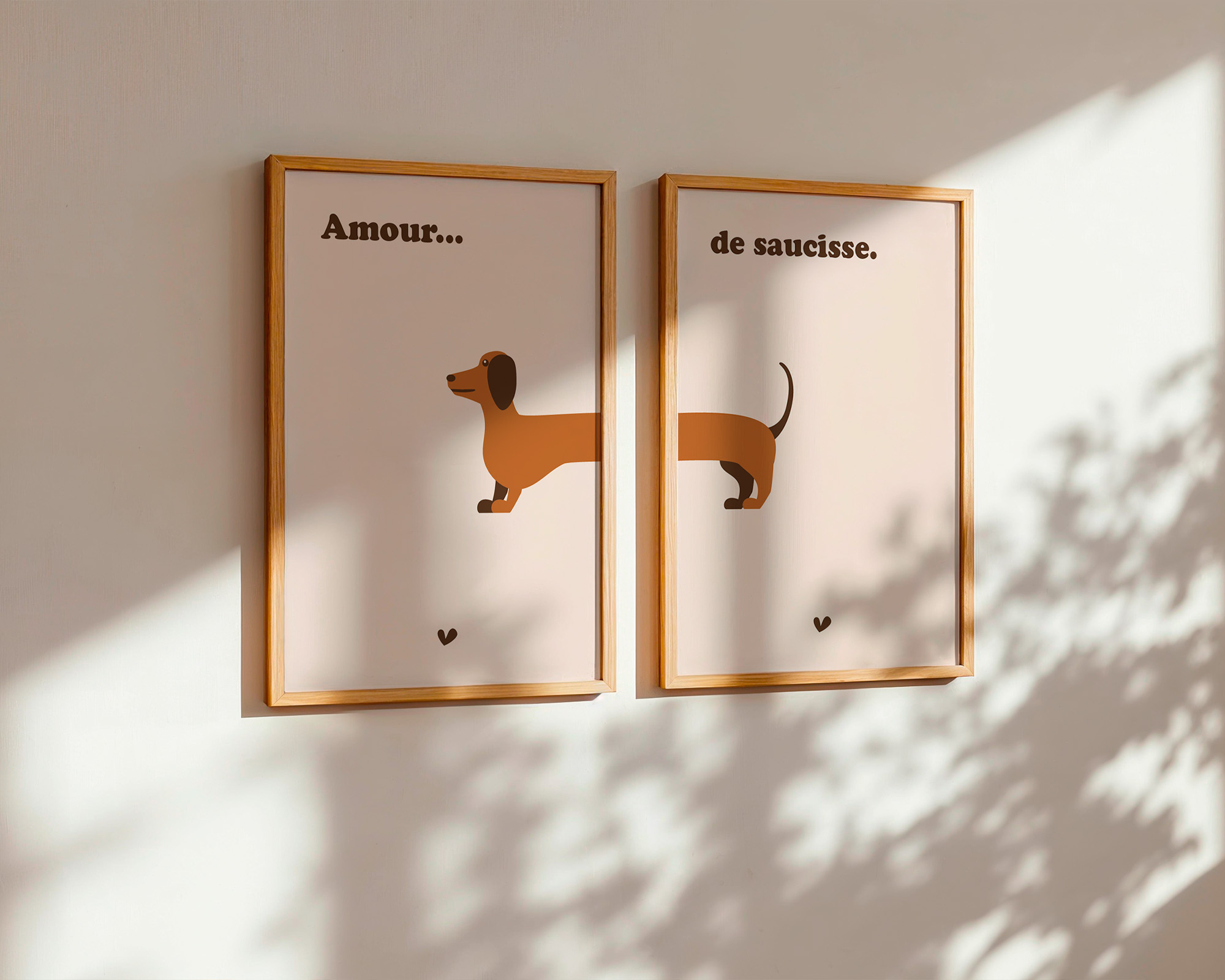 Lot affiches teckel humour – amour de saucisse – déco murale