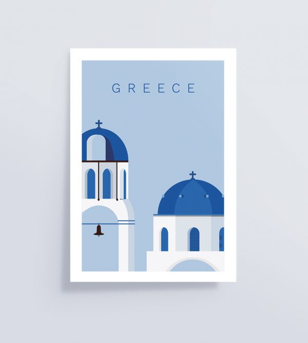 Affiche décorative Cyclades avec dômes bleus grecs
