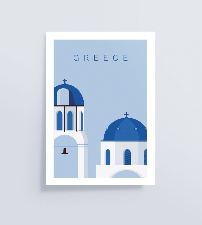 Affiche décorative Cyclades avec dômes bleus grecs