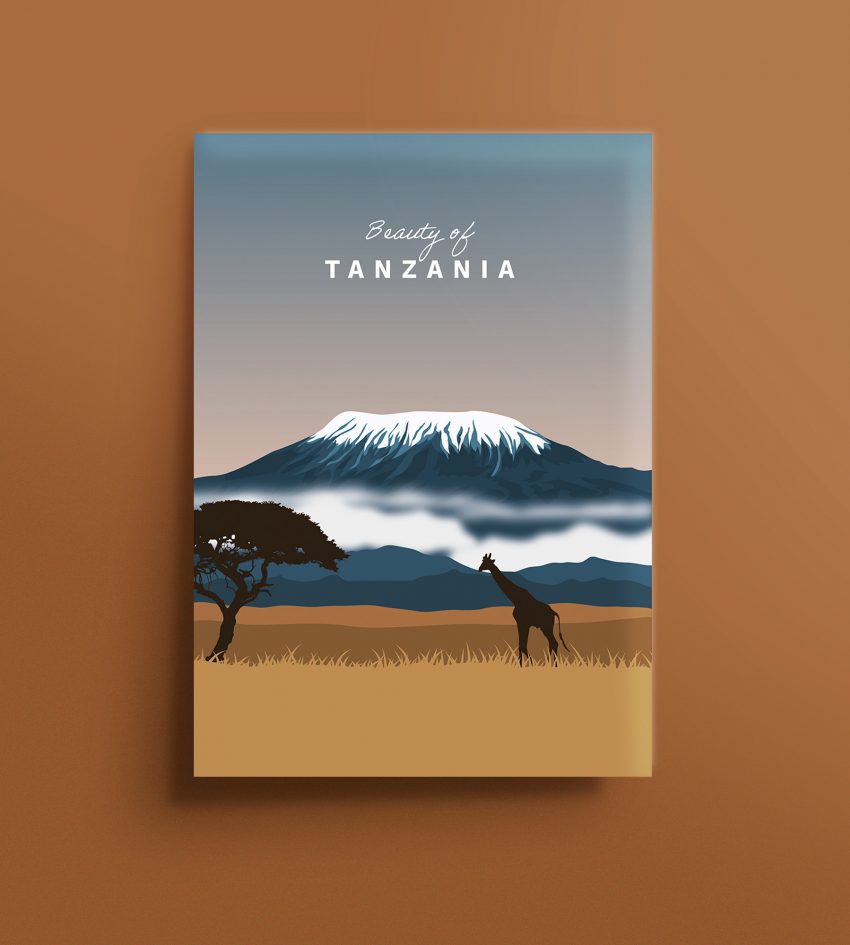 Affiche décorative Kilimandjaro bleue