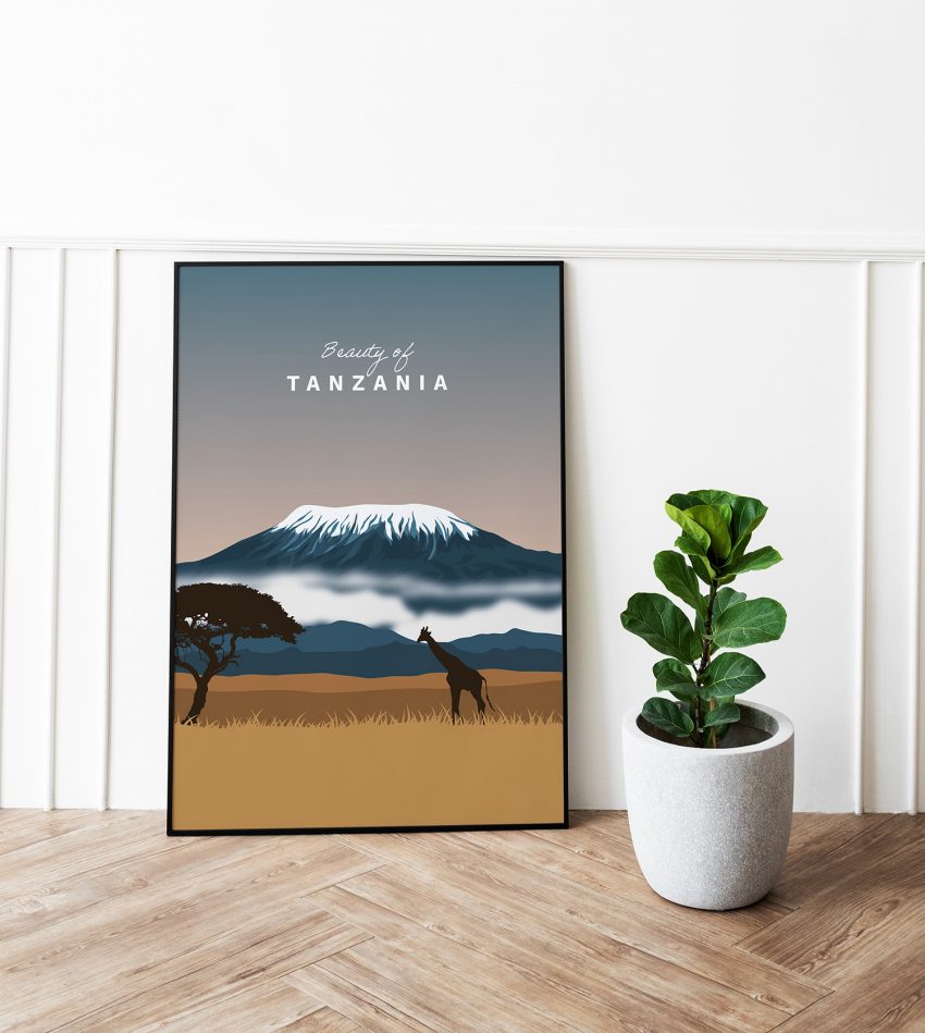 Illustration savane bleue Tanzanie