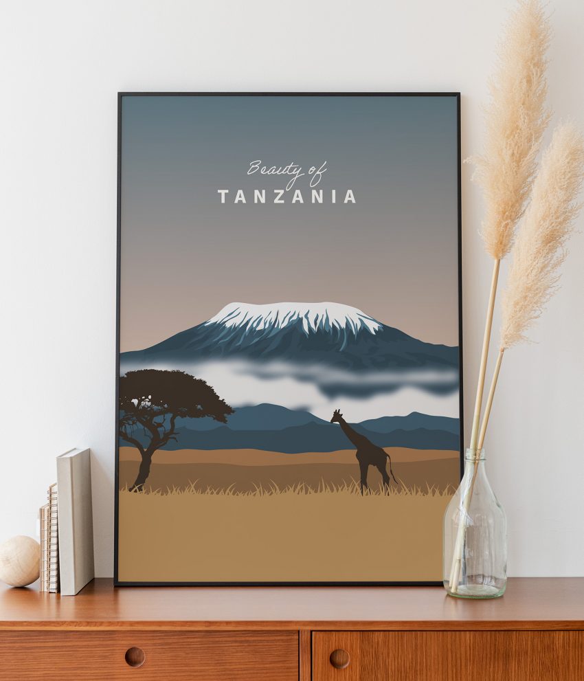 Affiche murale Kilimandjaro bleue déco