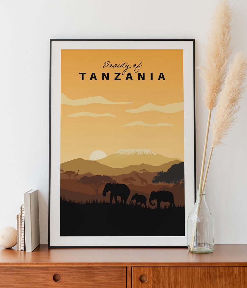 Texture papier affiche déco Afrique sunset