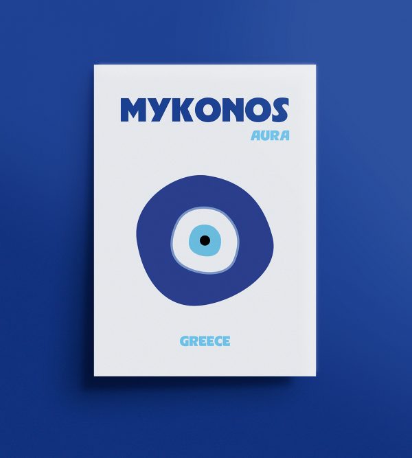 Affiche décorative Grèce œil bleu porte-bonheur fond clair
