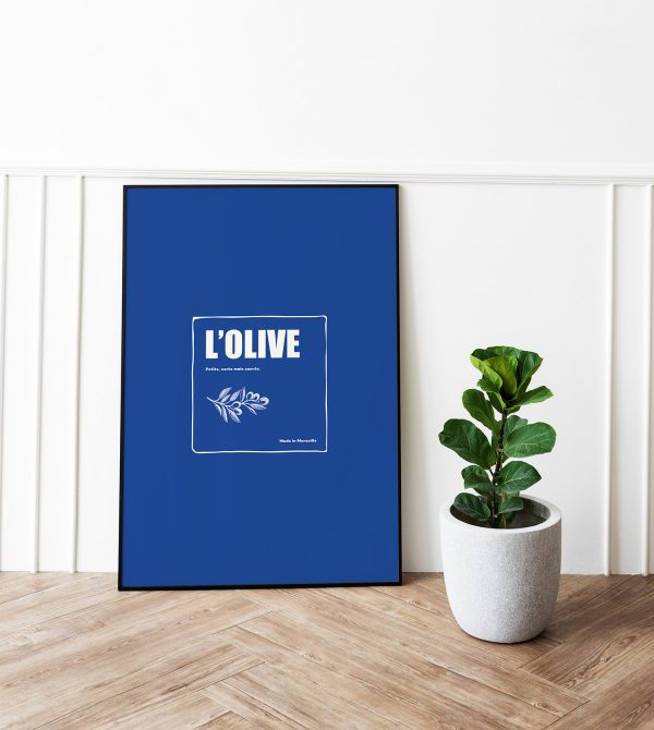 affiche déco sud olive Marseille fond bleu
