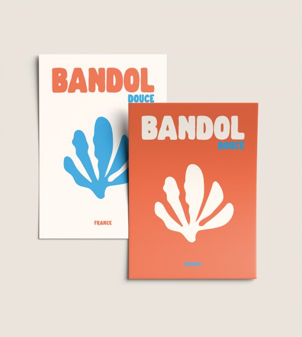 Lot affiche Bandol Douce – deux versions fond blanc et fond orange