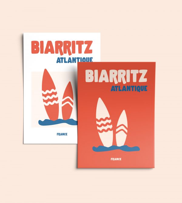 Les deux versions de l’affiche déco Biarritz Atlantique