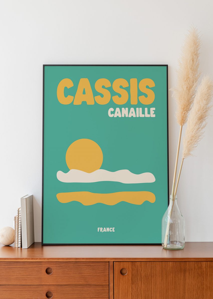 affiche Cassis Canaille fond couleur – déco méditerranéenne colorée