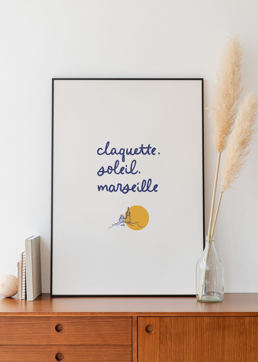 affiche déco Marseille Claquette soleil fond blanc