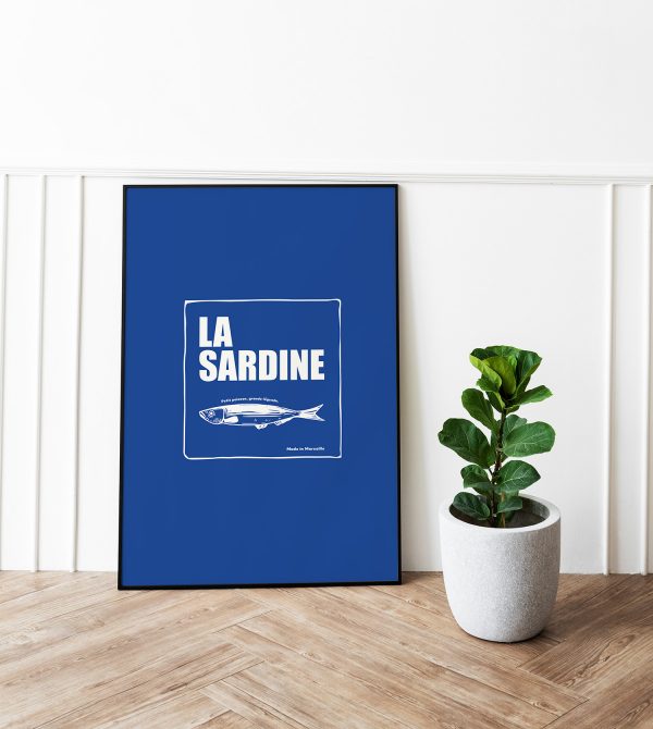 affiche déco sud sardine Marseille fond bleu