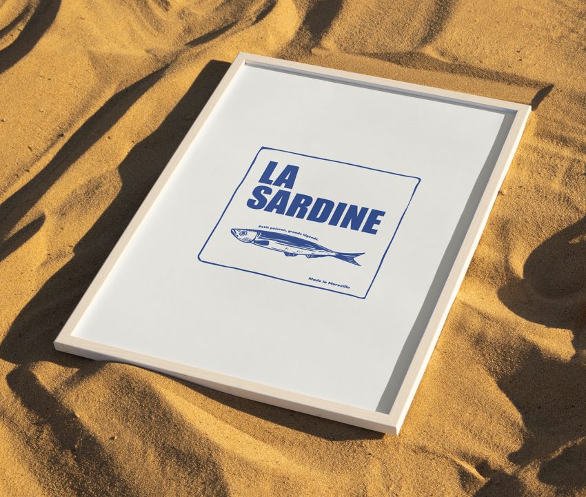 affiche déco sud sardine Marseille fond blanc