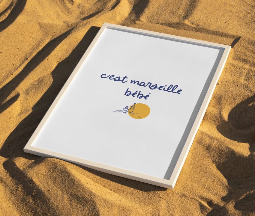 affiche décorative Marseille fond blanc minimaliste