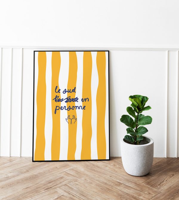 affiche décorative Marseille Le Sud en personne rayures jaunes