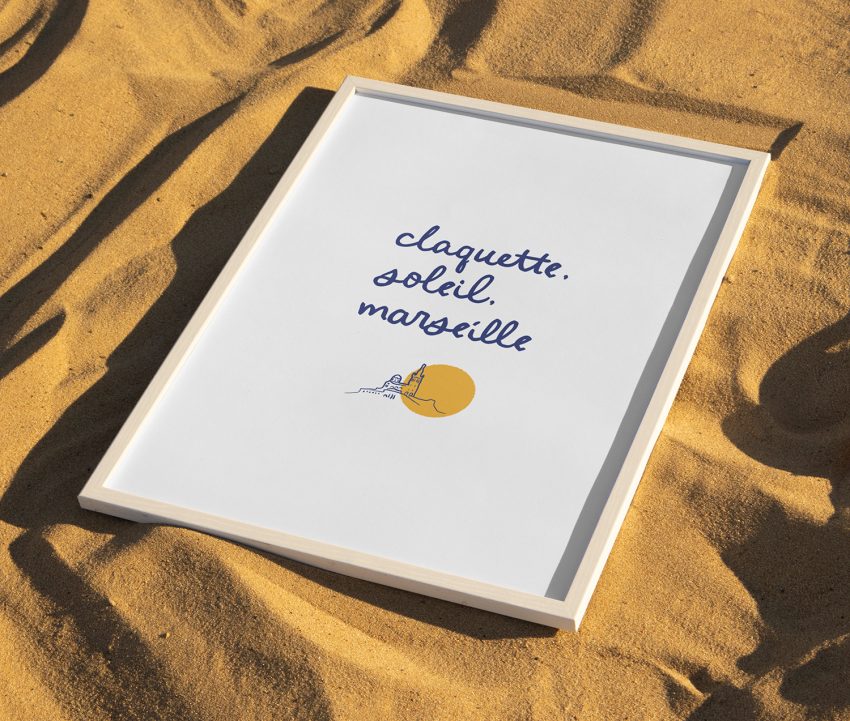 affiche décorative Sud Claquette Soleil Marseille fond blanc