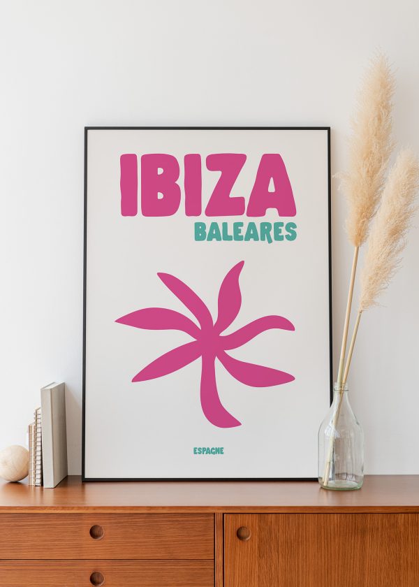 Affiche Ibiza Baléares fond blanc – déco murale estivale