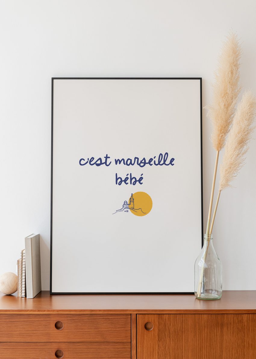 Affiche déco Marseille C’est Marseille bébé fond clair