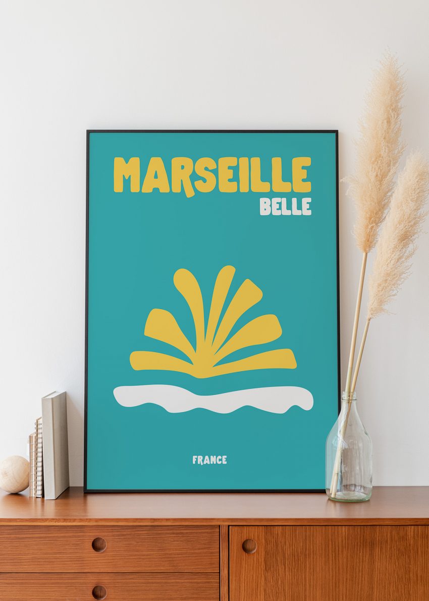 affiche déco Marseille Belle fond coloré
