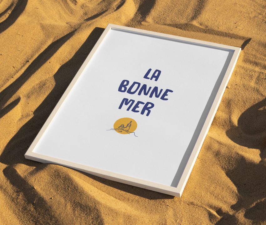 Affiche Marseille La Bonne Mer version fond blanc – décoration murale minimaliste