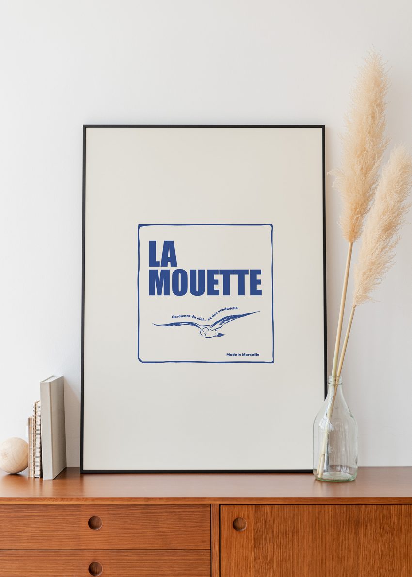 Affiche déco mouette fond blanc – Édition Marseille