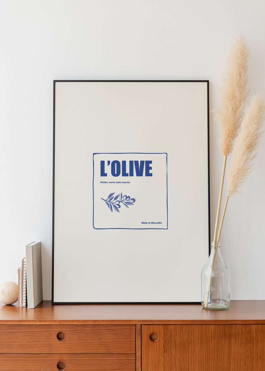 affiche déco Marseille L’Olive fond blanc