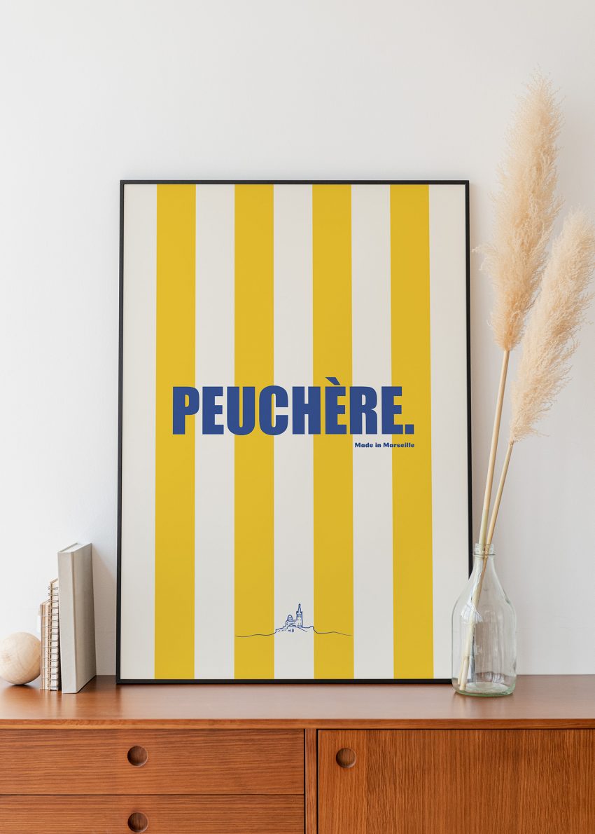 affiche Peuchère Marseille rayures jaunes – poster déco