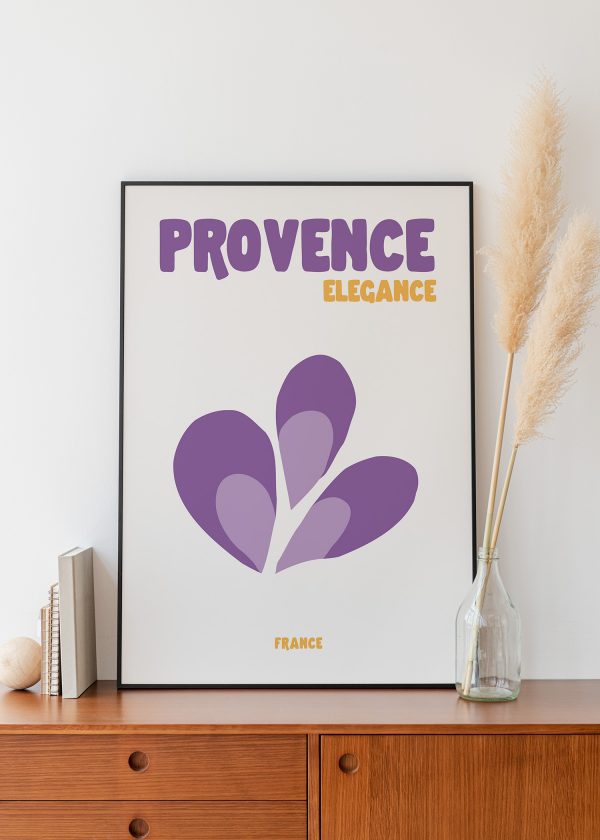 Affiche Provence Élégance fond blanc – Poster minimaliste violet inspiré des lavandes