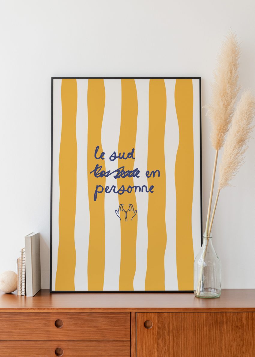 affiche Marseille Sud en personne rayée jaune