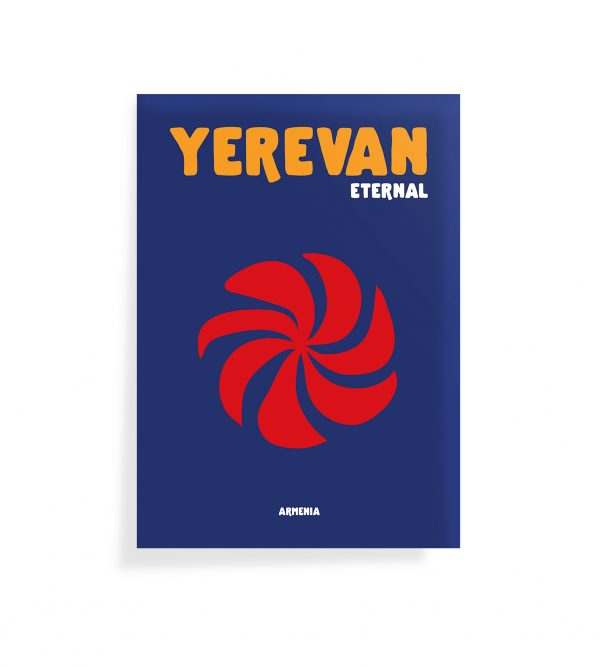 Affiche Yerevan Eternal design moderne bleu foncé – décoration murale inspirée de l’Arménie