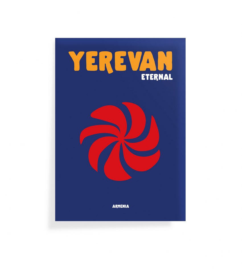 Affiche Yerevan Eternal design moderne bleu foncé – décoration murale inspirée de l’Arménie