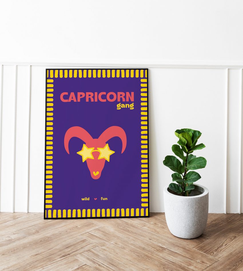 Affiche Capricorne encadrée décoration