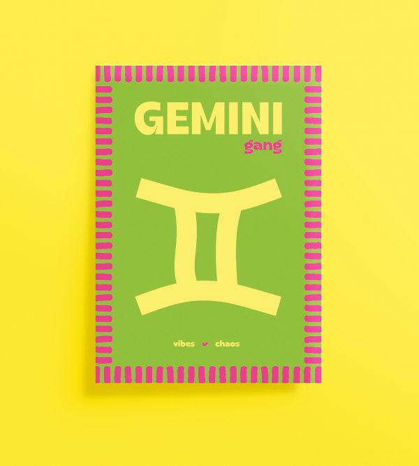 Affiche signe astrologique Gémeaux colorée
