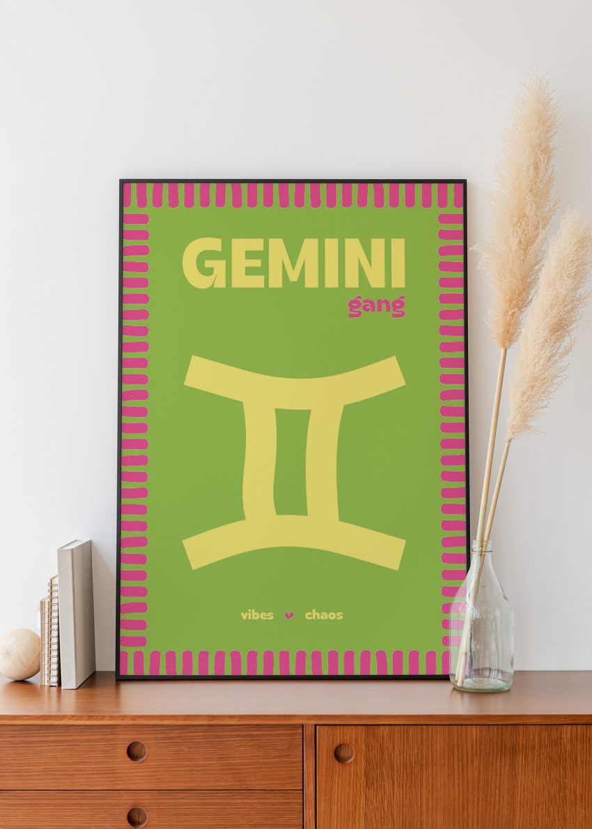 Affiche Gémeaux encadrée déco