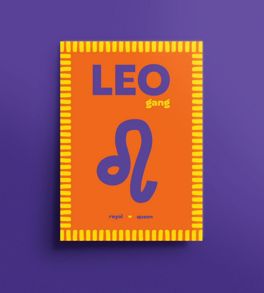 Affiche signe astrologique Lion colorée