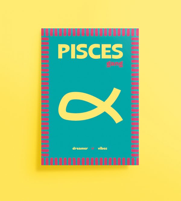 Affiche signe astrologique Poissons graphique colorée