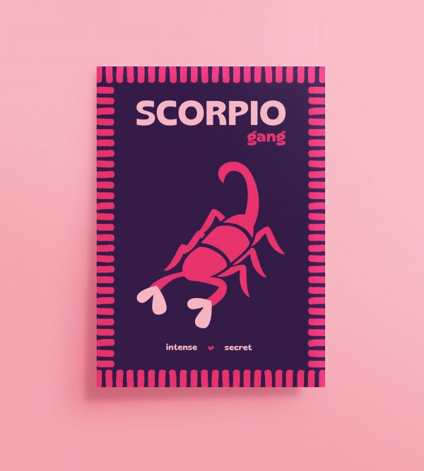 Affiche signe astrologique Scorpion colorée