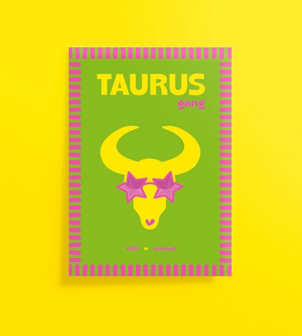 Affiche signe astrologique Taureau colorée