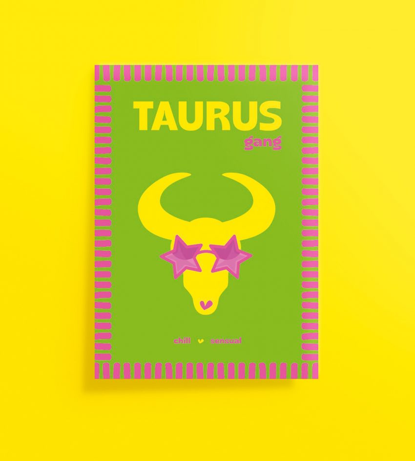 Affiche signe astrologique Taureau colorée